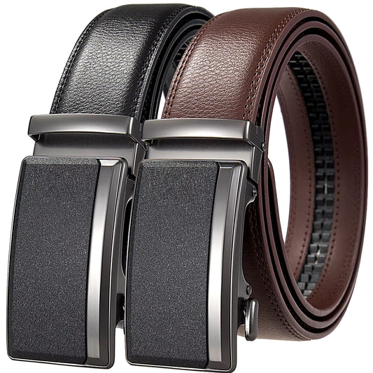 Men'S Leather Belts Fashion Automatic Buckle Cowskin Male Belt Luxury Designer Black Brown 3.5Cm plus Size 130 140 150 160 170Cm